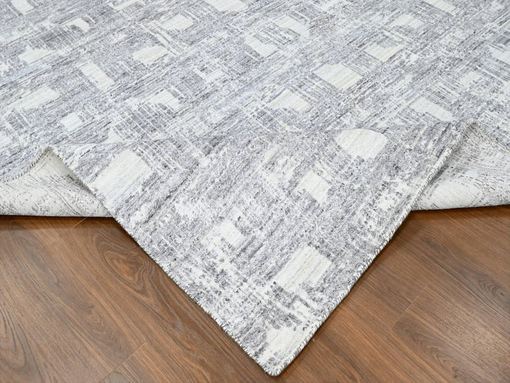 8'0" x 10'0" New Hand Loomed Ivory Wool & Silk Rectangle Oriental Rug - MOA10210280