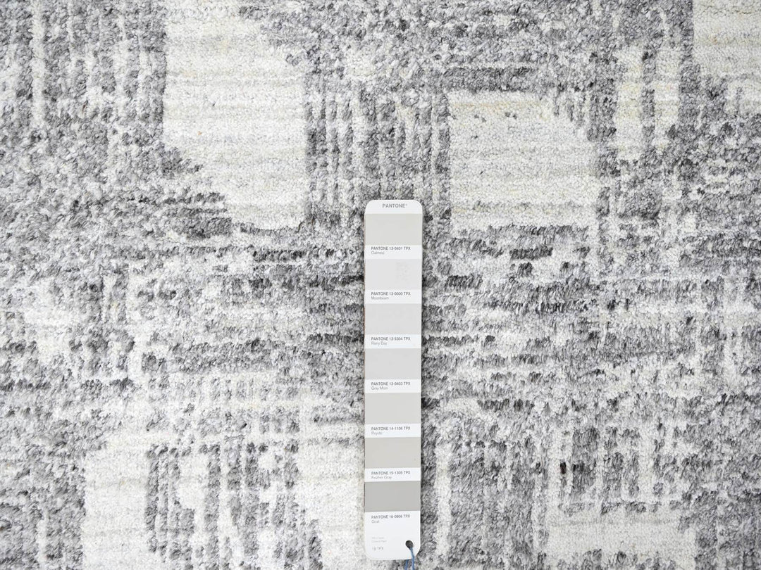 8'0" x 10'0" New Hand Loomed Ivory Wool & Silk Rectangle Oriental Rug - MOA10210280