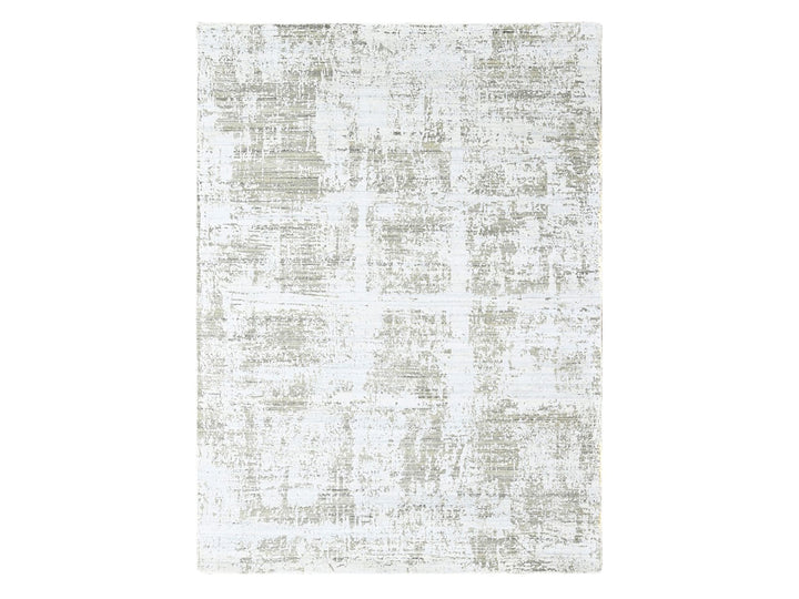 8'0" x 9'11" New Hand Loomed Ivory Wool & Silk Rectangle Oriental Rug - MOA10210281