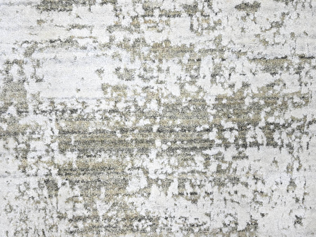 8'0" x 9'11" New Hand Loomed Ivory Wool & Silk Rectangle Oriental Rug - MOA10210281