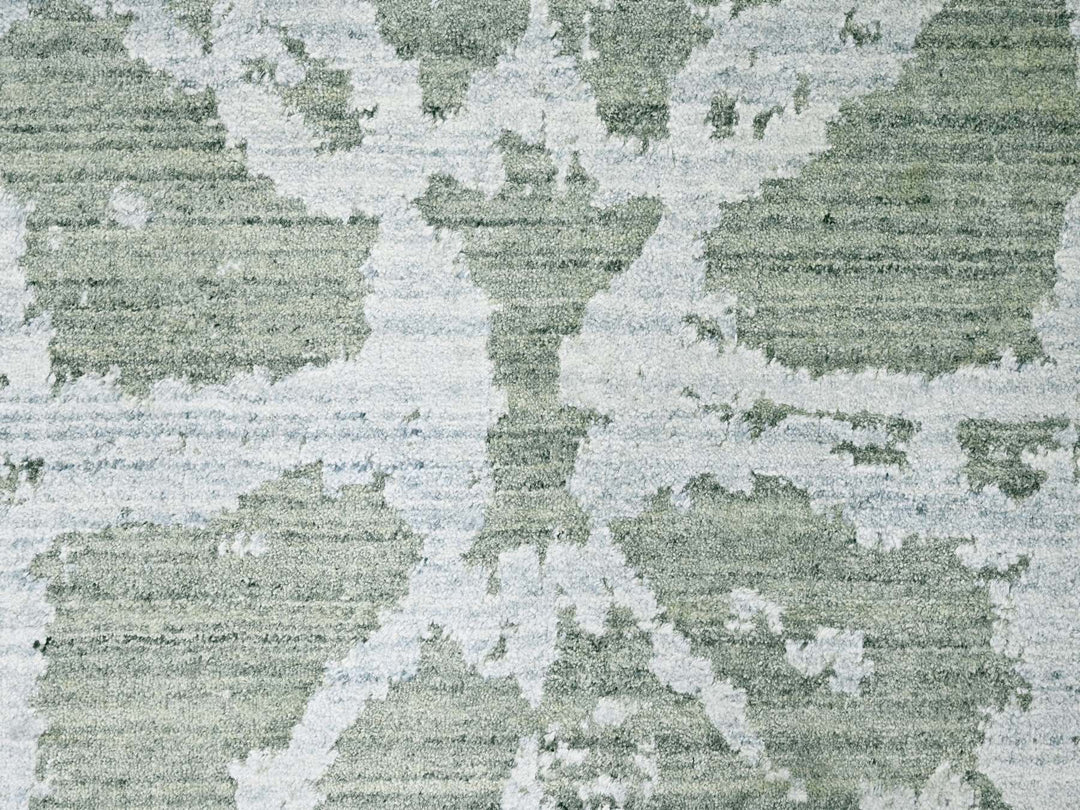 6'7" x 9'6" New Hand Loomed Green Wool & Silk Rectangle Oriental Rug - MOA10210282