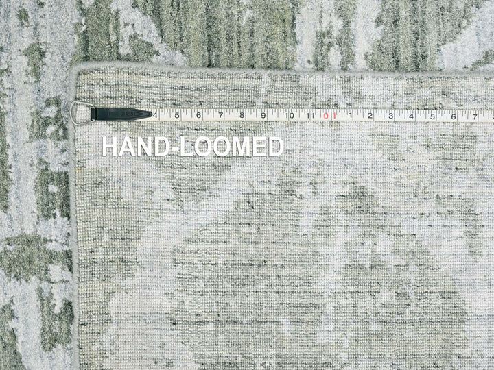 6'7" x 9'6" New Hand Loomed Green Wool & Silk Rectangle Oriental Rug - MOA10210282