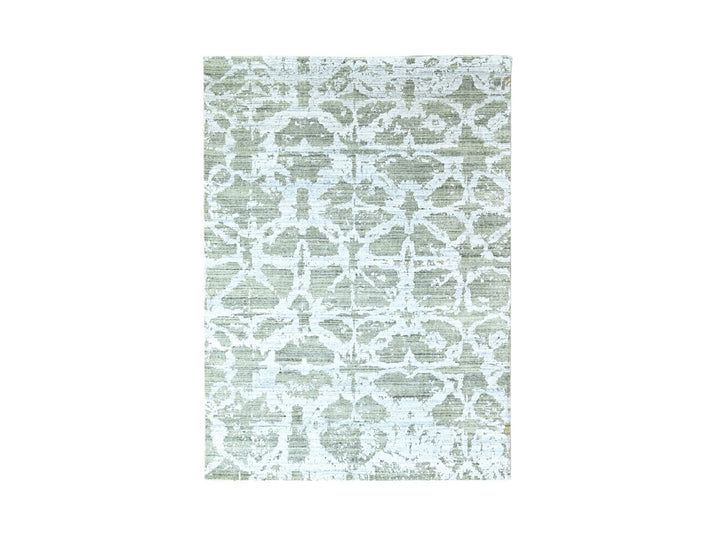 5'5" x 7'5" New Hand Loomed Green Wool & Silk Rectangle Oriental Rug - MOA10210283