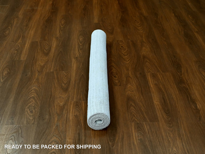 4'1" x 5'10" New Hand Loomed Grey Wool & Silk Rectangle Oriental Rug - MOA10210284