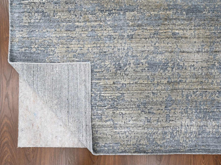 8'0" x 9'11" New Hand Loomed Grey Wool & Silk Rectangle Oriental Rug - MOA10210286