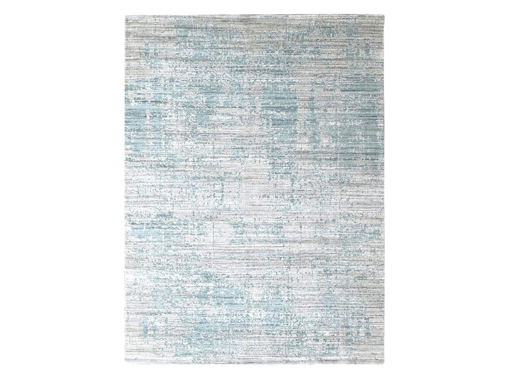 8'3" x 9'11" New Hand Loomed Grey Wool & Silk Rectangle Oriental Rug - MOA10210287