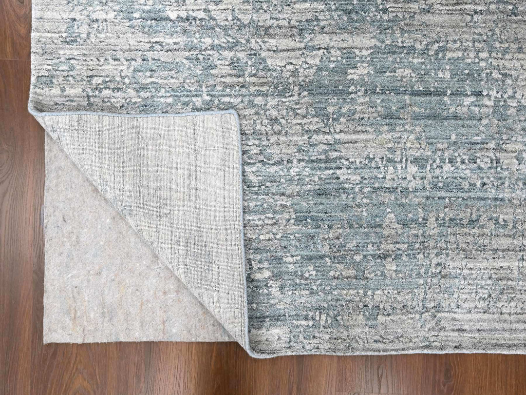 8'3" x 9'11" New Hand Loomed Grey Wool & Silk Rectangle Oriental Rug - MOA10210287