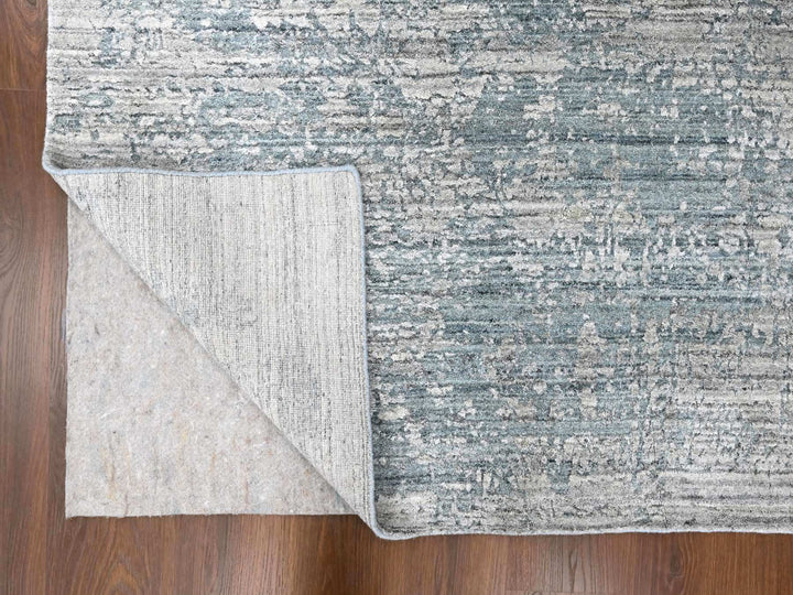 8'3" x 9'11" New Hand Loomed Grey Wool & Silk Rectangle Oriental Rug - MOA10210287