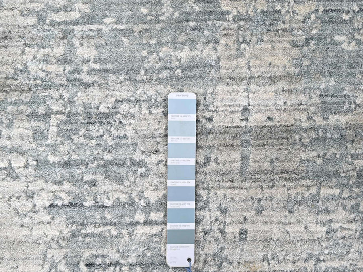 8'3" x 9'11" New Hand Loomed Grey Wool & Silk Rectangle Oriental Rug - MOA10210287