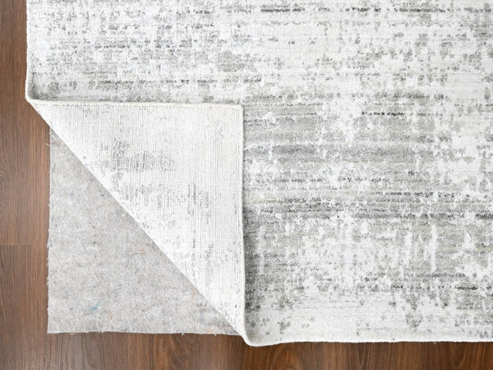 4'0" x 6'0" New Hand Loomed Ivory Wool & Silk Rectangle Oriental Rug - MOA10210288