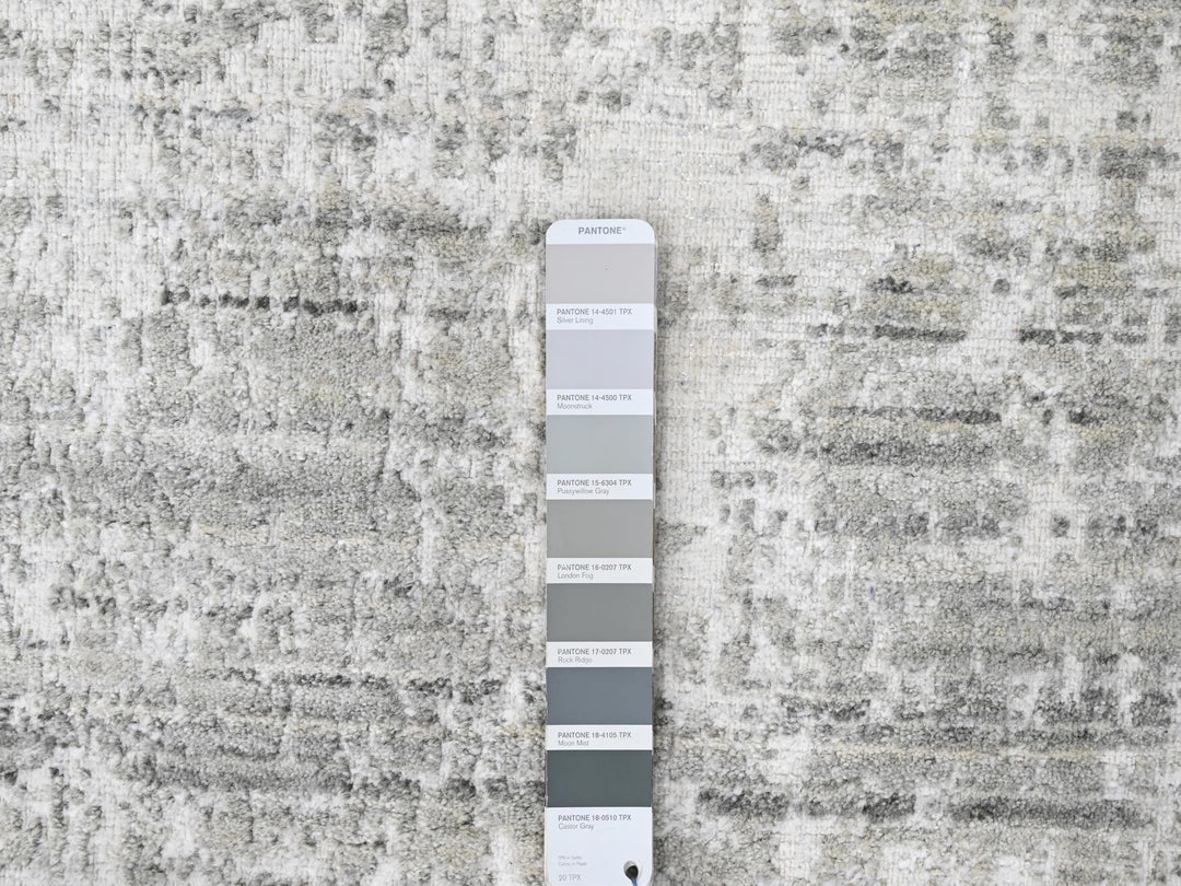 4'0" x 6'0" New Hand Loomed Ivory Wool & Silk Rectangle Oriental Rug - MOA10210288