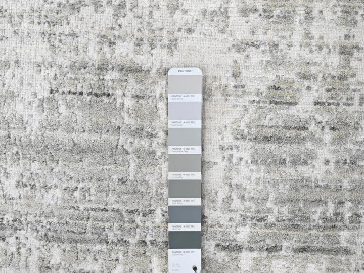 4'0" x 6'0" New Hand Loomed Ivory Wool & Silk Rectangle Oriental Rug - MOA10210288