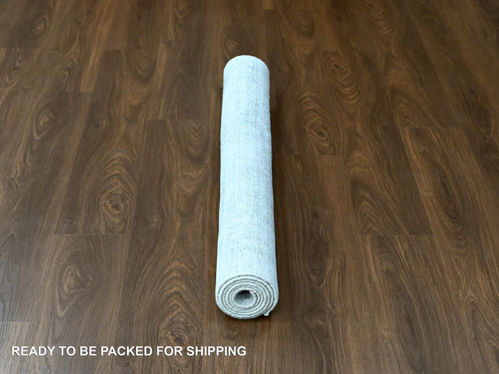 4'0" x 6'0" New Hand Loomed Ivory Wool & Silk Rectangle Oriental Rug - MOA10210288