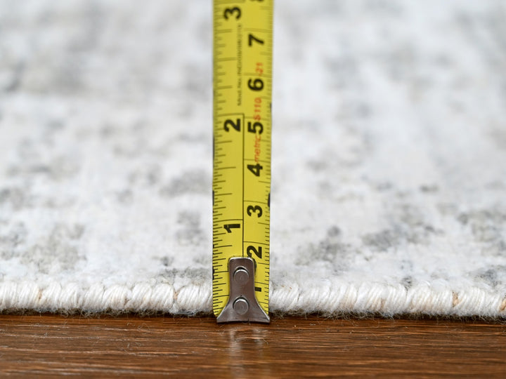 4'0" x 6'0" New Hand Loomed Ivory Wool & Silk Rectangle Oriental Rug - MOA10210288