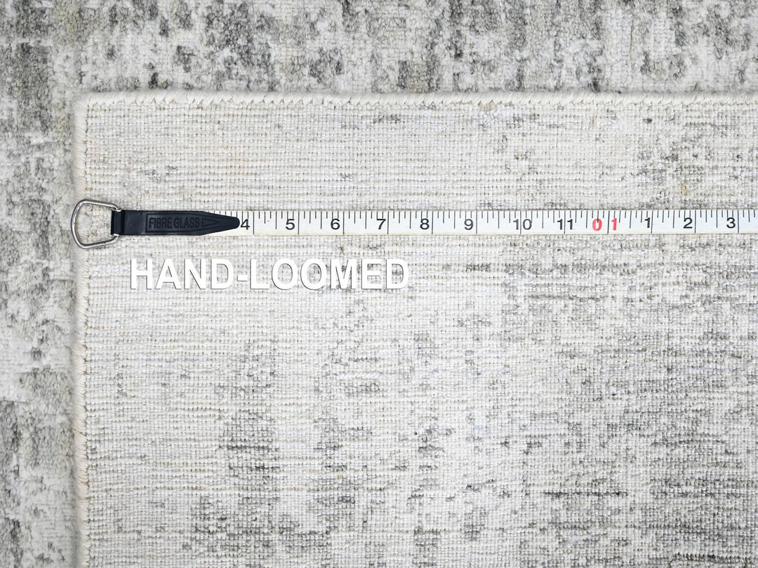 4'0" x 6'0" New Hand Loomed Ivory Wool & Silk Rectangle Oriental Rug - MOA10210288