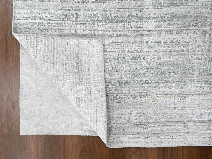 4'2" x 6'0" New Hand Loomed Grey Wool & Silk Rectangle Oriental Rug - MOA10210289