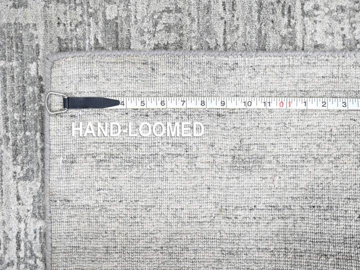 4'2" x 6'0" New Hand Loomed Grey Wool & Silk Rectangle Oriental Rug - MOA10210289