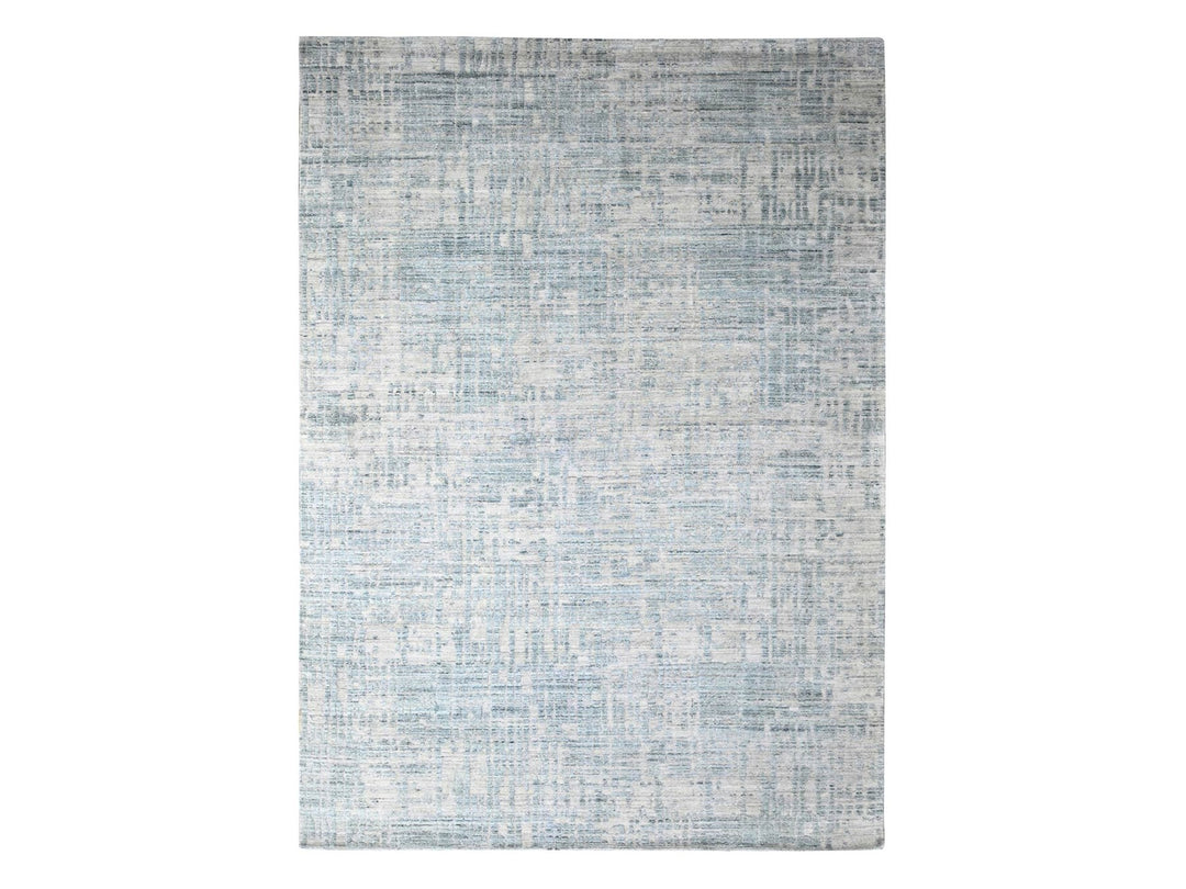 9'4" x 13'6" New Hand Loomed Grey Wool & Silk Rectangle Oriental Rug - MOA10210290