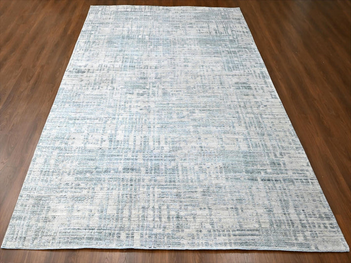 9'4" x 13'6" New Hand Loomed Grey Wool & Silk Rectangle Oriental Rug - MOA10210290