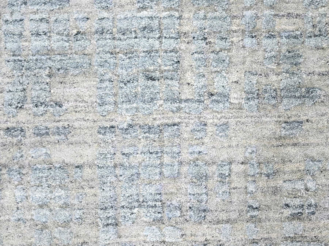 9'4" x 13'6" New Hand Loomed Grey Wool & Silk Rectangle Oriental Rug - MOA10210290