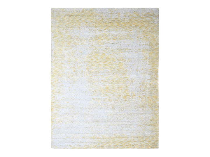 9'10" x 13'10" New Hand Loomed Yellow Wool & Silk Rectangle Oriental Rug - MOA10210291