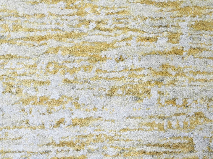 9'10" x 13'10" New Hand Loomed Yellow Wool & Silk Rectangle Oriental Rug - MOA10210291