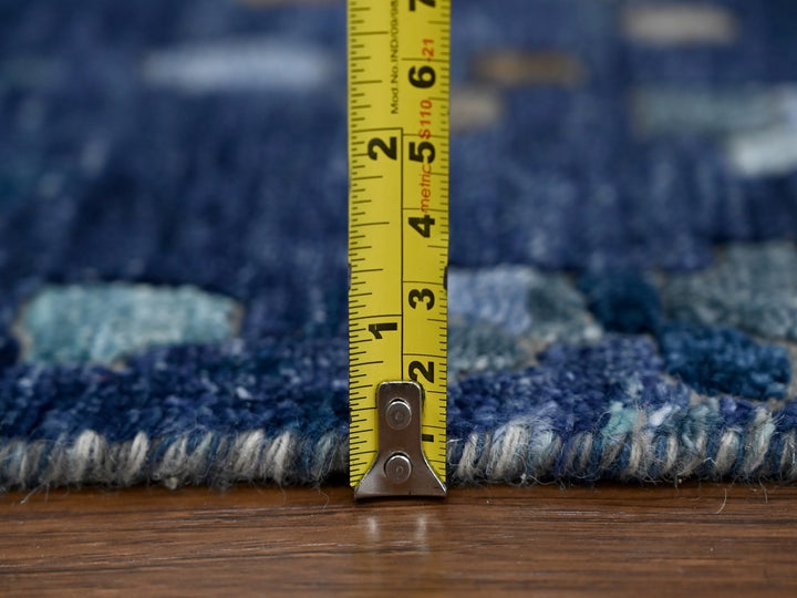 4'10" x 6'10" New Hand Knotted Blue Wool & Silk Rectangle Oriental Rug - MOA10210294