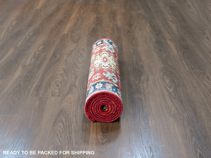 2'7" x 8'2" New Hand Knotted Red Wool Runner Oriental Rug - MOA10210295