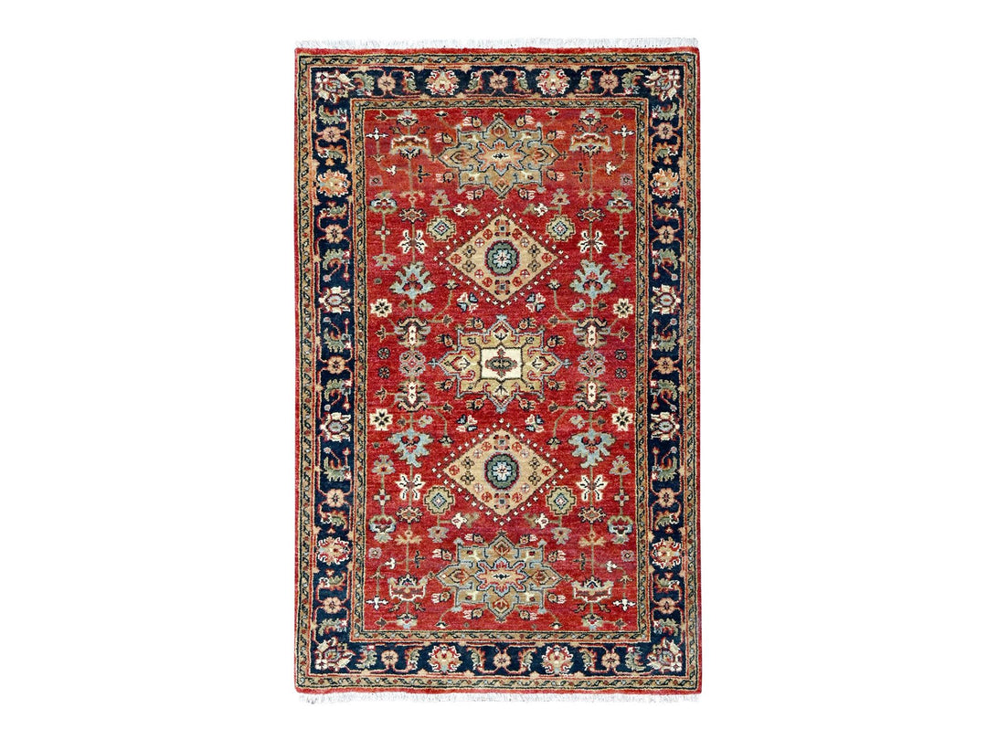 3'0" x 5'0" New Hand Knotted Red Wool Rectangle Oriental Rug - MOA10210297