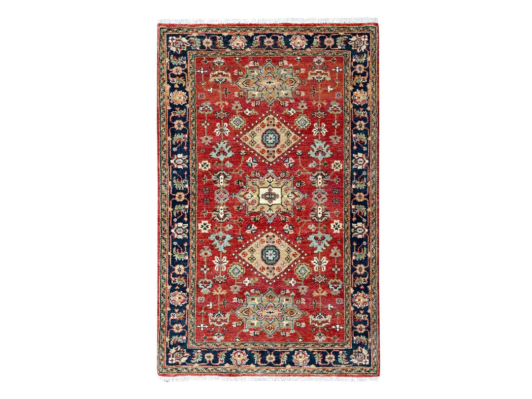 3'0" x 5'0" New Hand Knotted Red Wool Rectangle Oriental Rug - MOA10210298