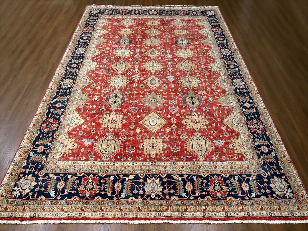 12'0" x 14'11" New Hand Knotted Red Wool Rectangle Oriental Rug - MOA10210299