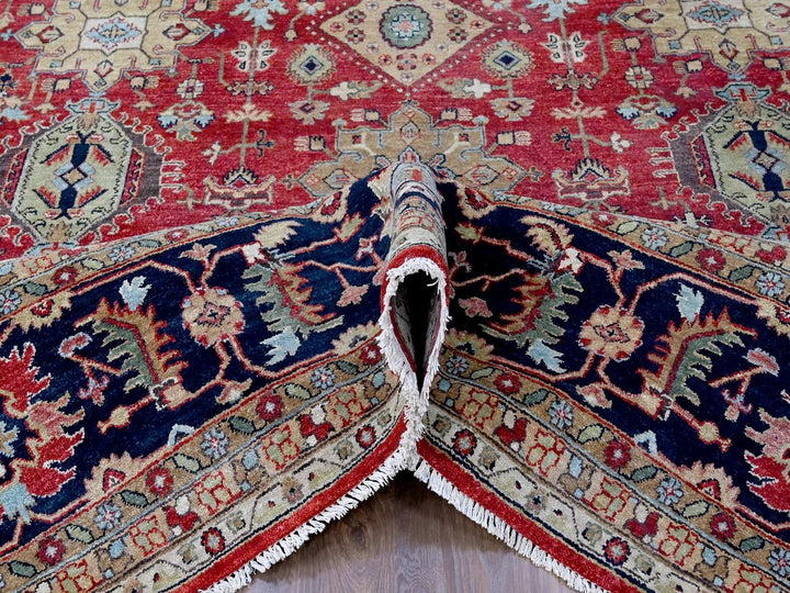 12'0" x 14'11" New Hand Knotted Red Wool Rectangle Oriental Rug - MOA10210299