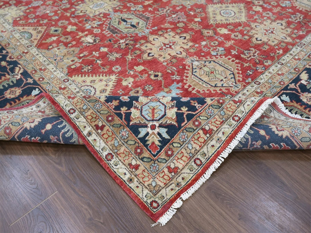 12'0" x 14'11" New Hand Knotted Red Wool Rectangle Oriental Rug - MOA10210299