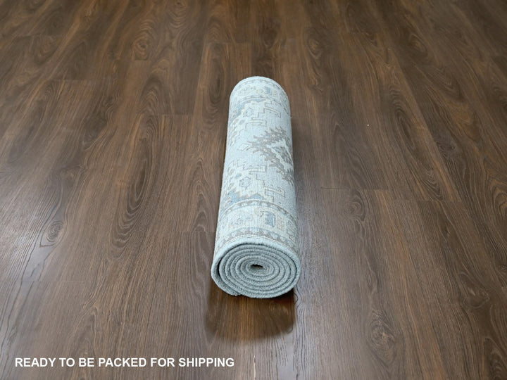 2'7" x 7'10" New Hand Knotted Grey Wool Runner Oriental Rug - MOA10210321