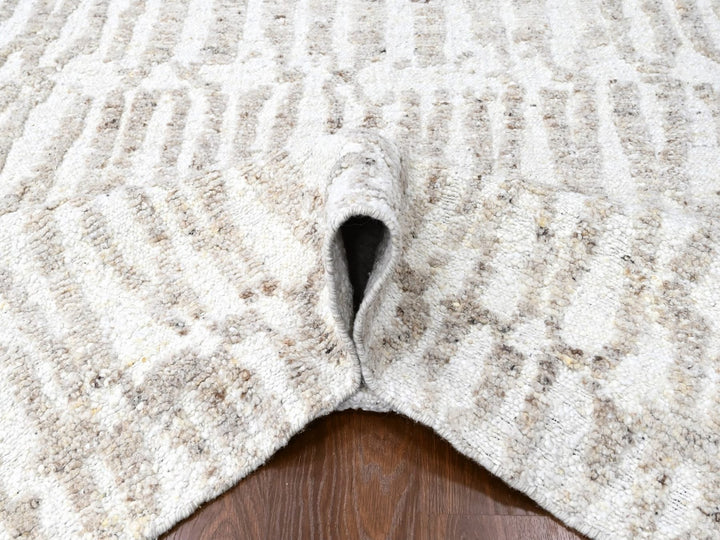 10'0" x 13'10" New Hand Knotted Ivory Wool Rectangle Oriental Rug - MOA10210349