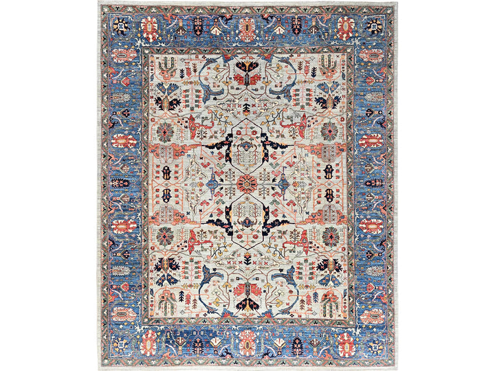 12'0" x 14'10" New Hand Knotted Grey Wool Rectangle Oriental Rug - MOA1021050