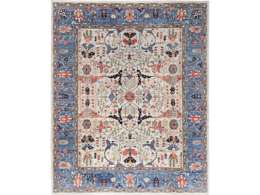 12'0" x 14'10" New Hand Knotted Grey Wool Rectangle Oriental Rug - MOA1021050