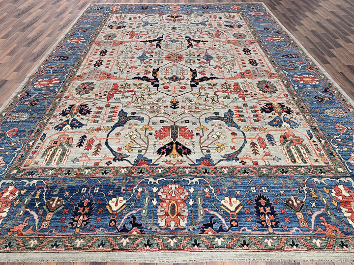 12'0" x 14'10" New Hand Knotted Grey Wool Rectangle Oriental Rug - MOA1021050