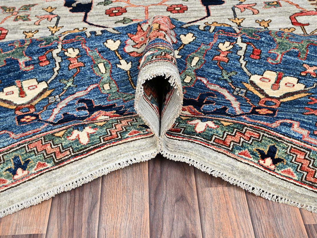 12'0" x 14'10" New Hand Knotted Grey Wool Rectangle Oriental Rug - MOA1021050