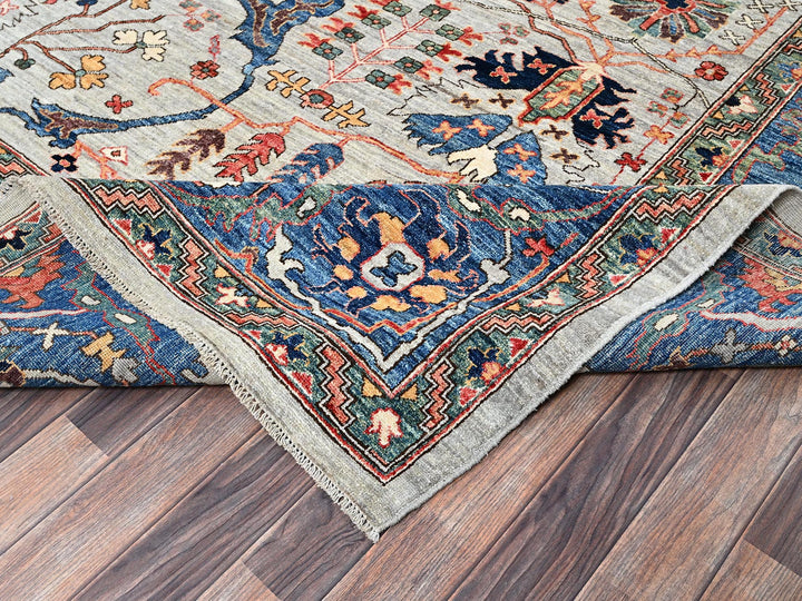 12'0" x 14'10" New Hand Knotted Grey Wool Rectangle Oriental Rug - MOA1021050