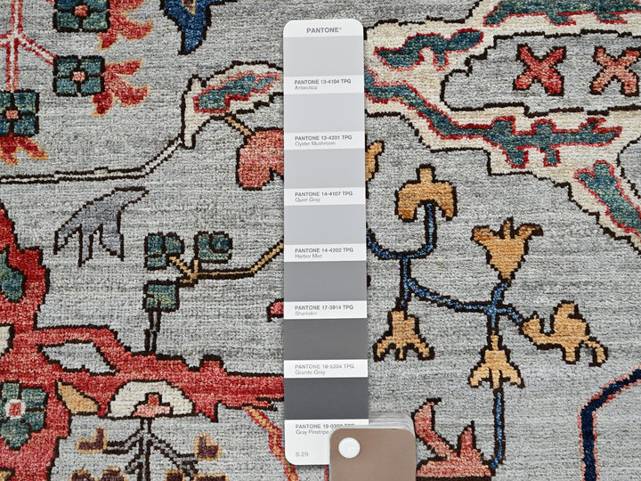 12'0" x 14'10" New Hand Knotted Grey Wool Rectangle Oriental Rug - MOA1021050