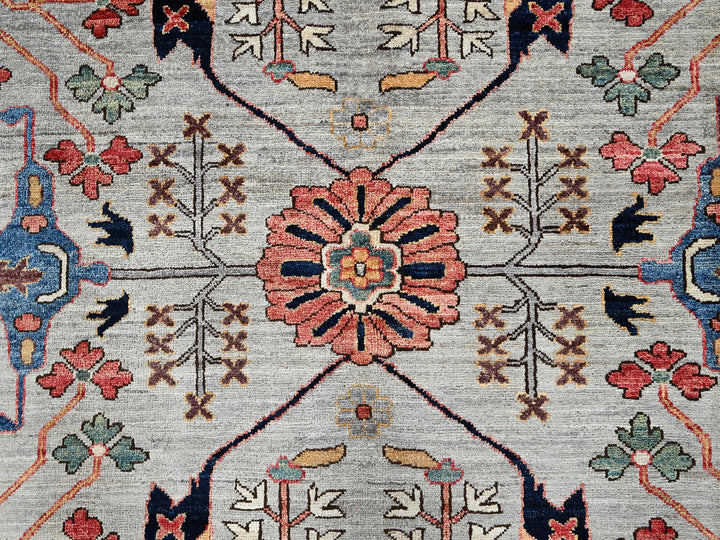 12'0" x 14'10" New Hand Knotted Grey Wool Rectangle Oriental Rug - MOA1021050