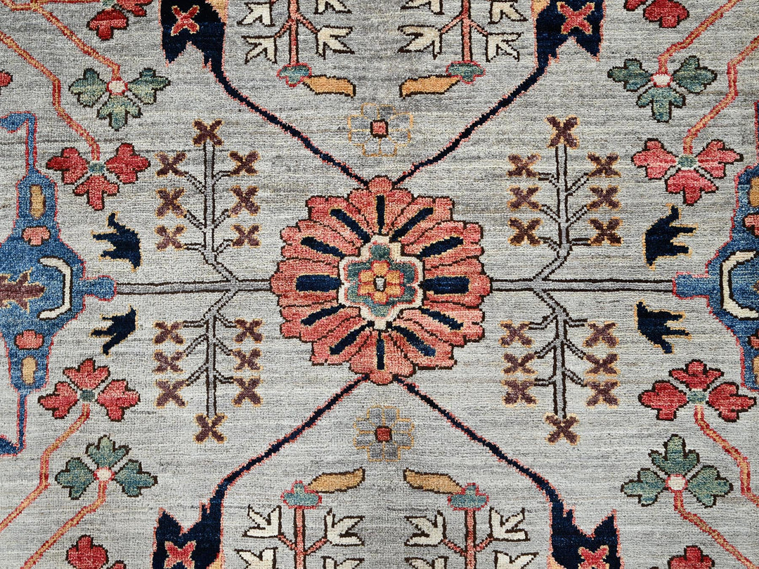 12'0" x 14'10" New Hand Knotted Grey Wool Rectangle Oriental Rug - MOA1021050