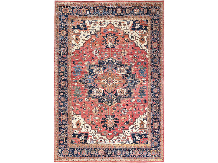 11'10" x 17'7" New Hand Knotted Red Wool Rectangle Oriental Rug - MOA1021054