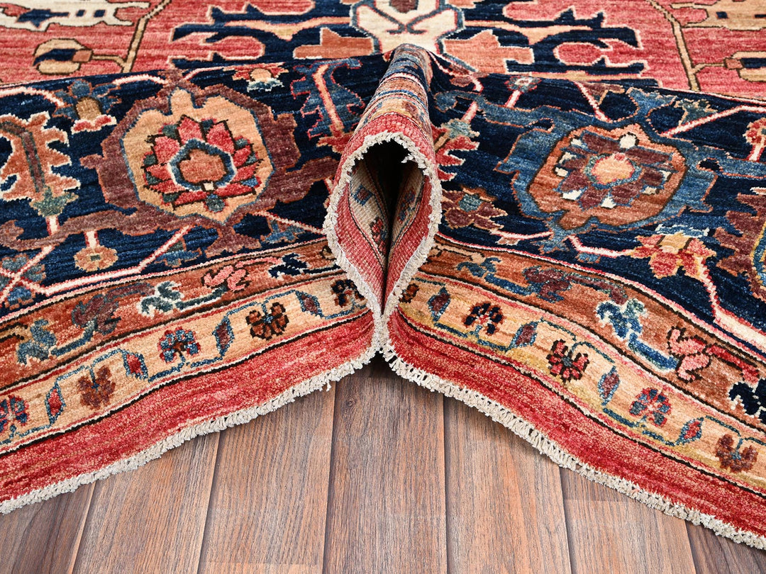 11'10" x 17'7" New Hand Knotted Red Wool Rectangle Oriental Rug - MOA1021054