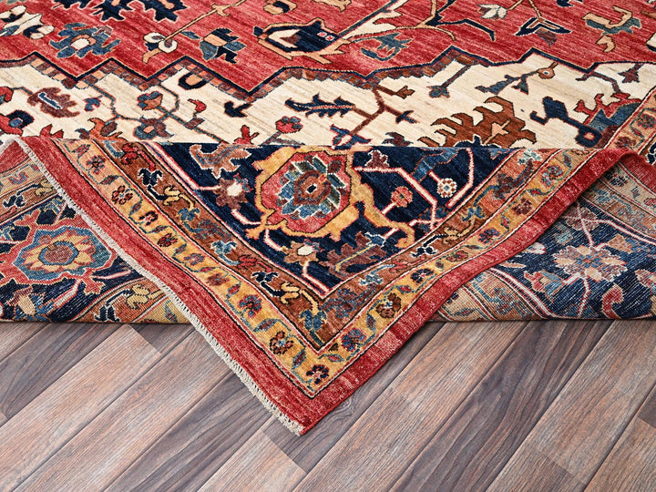 11'10" x 17'7" New Hand Knotted Red Wool Rectangle Oriental Rug - MOA1021054