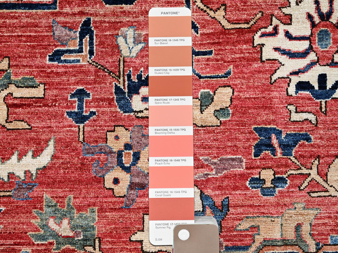 11'10" x 17'7" New Hand Knotted Red Wool Rectangle Oriental Rug - MOA1021054