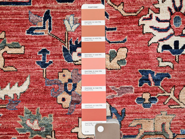 11'10" x 17'7" New Hand Knotted Red Wool Rectangle Oriental Rug - MOA1021054