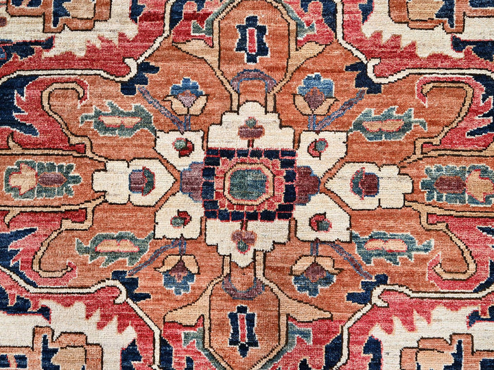 11'10" x 17'7" New Hand Knotted Red Wool Rectangle Oriental Rug - MOA1021054