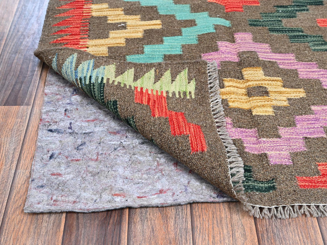 2'9" x 9'10" New Hand Woven Grey Wool Runner Oriental Rug - MOA1021170